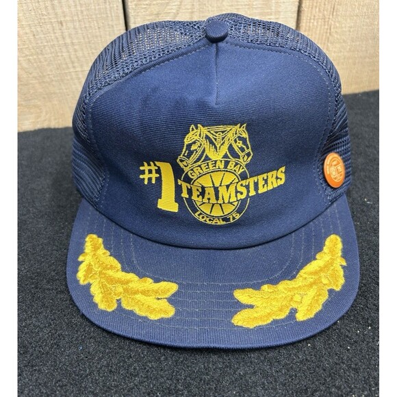 Vintage 80's Scrambled Eggs Teamsters Local 75 Green Bay Snapback Hat/Cap Blue - Picture 5 of 12
